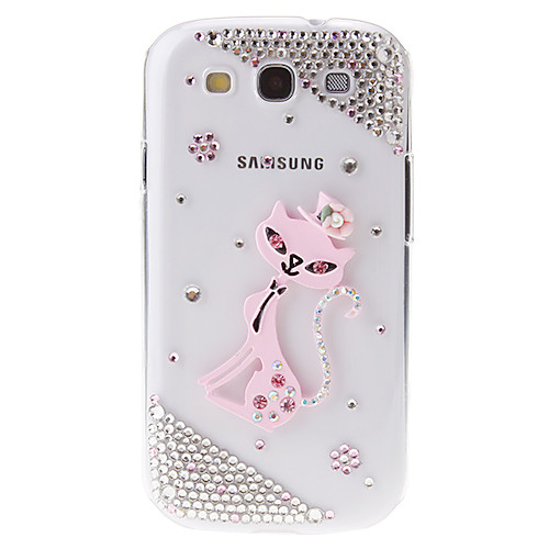 Котенок Jewel Pattern прозрачный корпус Твердый переплет с клеем для Samsung Galaxy S3 I9300