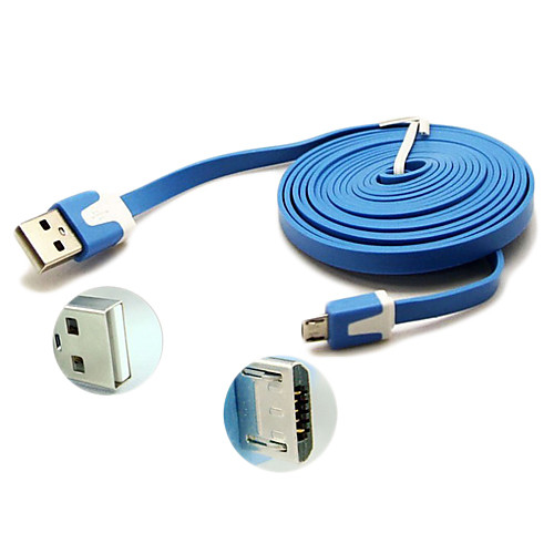3м лапши плоским Micro USB к USB-кабель для Samsung Galaxy Note 4 / s4 / S3 / s2 и мото / LG / Nokia / Sony