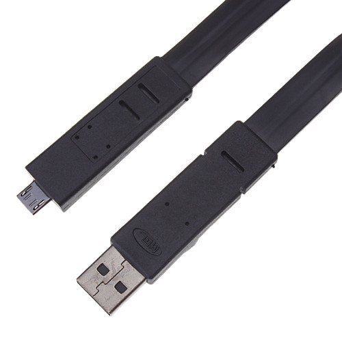 USB 2.0 для Micro USB 2.0 M / M плоским Тип кабеля черный (1M)