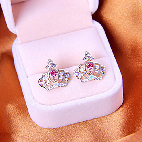 Корейских ювелирных полный серьги с бриллиантами корону полые блестящие серьги серьги E810