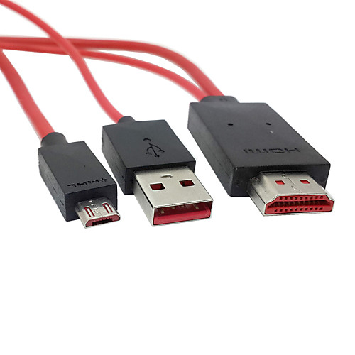 2м МХЛ Micro USB 5Pin к HDMI кабель для Galaxy S2 i9100 I9220 I9225 HTC EVO 3D ONE X красный цвет