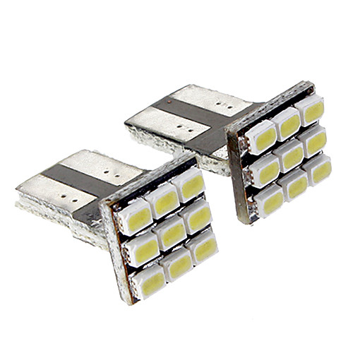 T10 0.5W 9x1206SMD 35LM Белый свет Светодиодные лампы для автомобилей (DC 12 В, 2 шт)