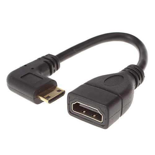 HDMI версии 1.4 для Mini HDMI V1.4 90 ° к правой F / M Внешний диаметр кабеля 5,0 мм черный (0,15 М)