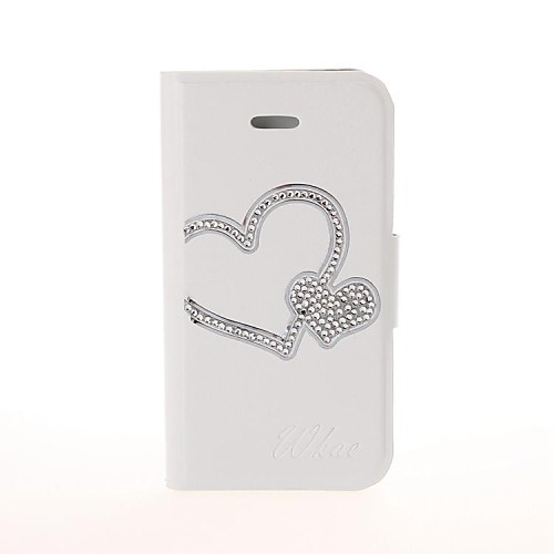 Сердце формы Шаблон с Rhinestone кожаный чехол для iPhone 4/4S