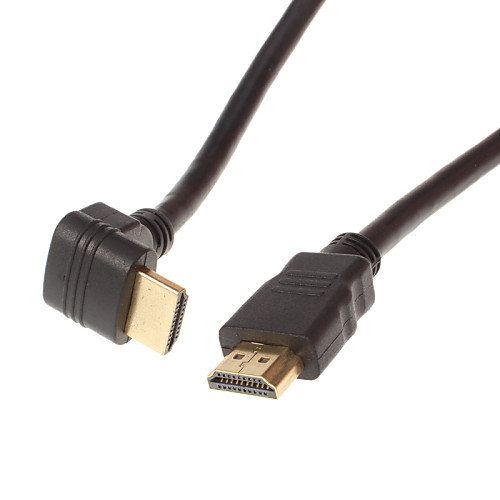 HDMI версии 1.4 для HDMI V1.4 90 ° к Downward м / м Внешний диаметр кабеля 7.3mm Black (1,5 м)