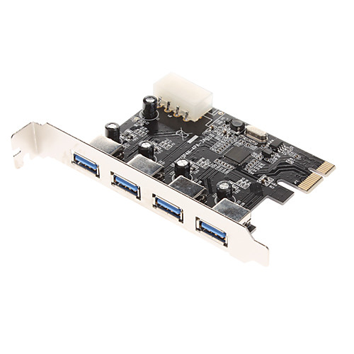 4-портовый SuperSpeed USB 3.0 PCI-E PCI Express карта с Molex разъем питания (NEC720201)