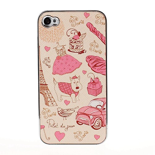 Мода Париж Pattern вставка кожа случае для iPhone 4/4S