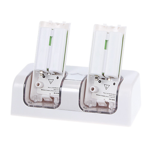 Двойной Зарядное устройство для Nintendo Wii Nunchuck пульта дистанционного управления (белый)