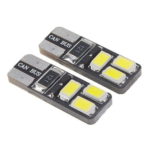 T10 1.6W 6x5730SMD 28-35LM 6000K холодный белый свет Светодиодные лампы для автомобилей (12-16V, 2 шт)