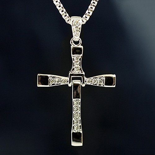 Европейский (крест кулон) Сплав серебра и горный хрусталь ожерелье (1 шт)