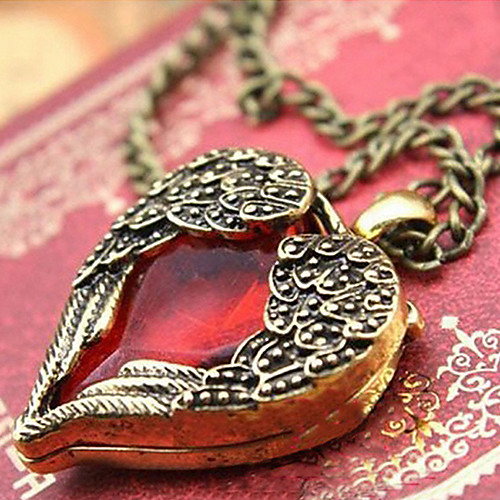 Урожай (Сердце С Wing подвеска) красный драгоценный камень с золотой сплава ожерелье (1 шт)