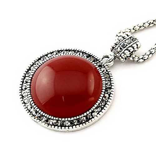 Корейский красный драгоценный камень Круглый ожерелье (случайный цвет)