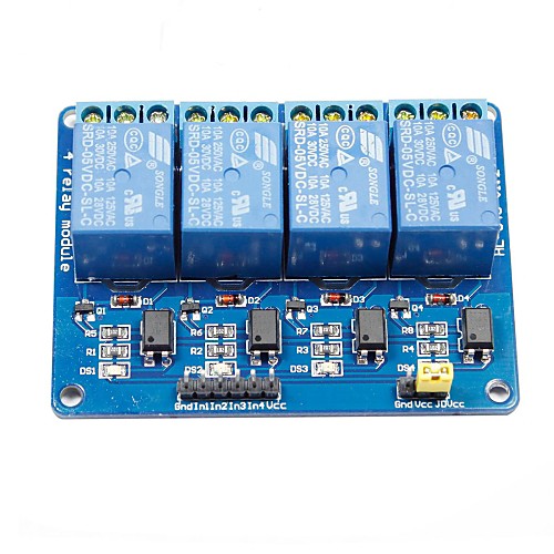 4-канальный 5V Оптрон Изоляция релейный модуль ж / высокого уровня триггера