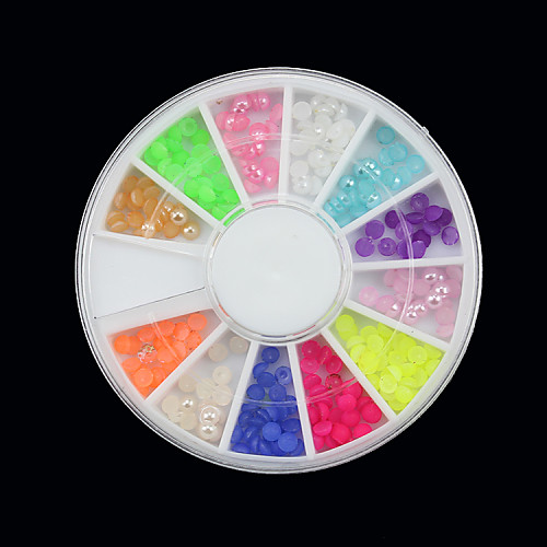 12-Цвет Половина Круглый Перл Nail Art Arcylic украшения