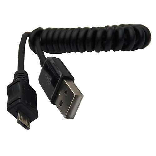 Винтовая спиральный USB2.0 мужчина к Micro USB кабель для мобильный телефон Samsung Зарядка кабель данных