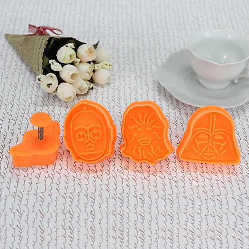 Пластиковые Материал 4pcs/set Формы для выпечки Cookie Cutter Стратегическая оборонная инициатива Высокое качество Плесень (случайный цвет)