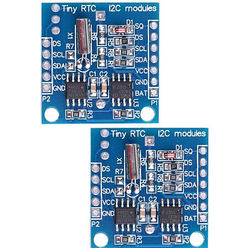 (Для Arduino) DS1307 I2C RTC DS1307 часы модуля 24C32 в режиме реального времени - синий (2шт)