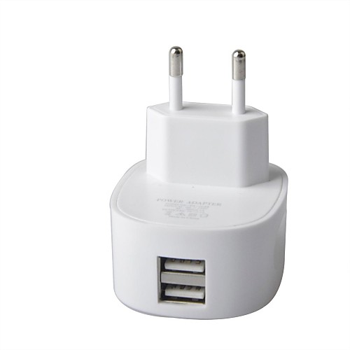 Dual USB зарядное устройство адаптер для iPhone / IPad / SAM / HTC / LG-белый (ЕС Plug)