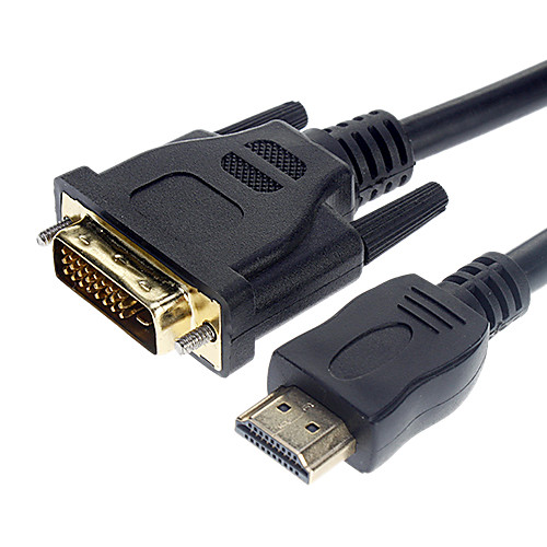 Позолоченные HDMI на DVI кабель (3 м, черный)