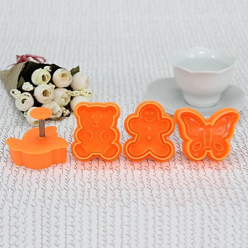 Высокое качество пластика 4pcs/set Формы для выпечки Cookie Cutter Бабочка Медведь Голуби Плесень (случайный цвет)