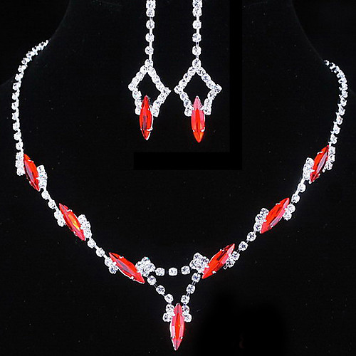 свадьба красный элегантный rhinetone Crytal серьги и ожерелье ювелирные изделия и др