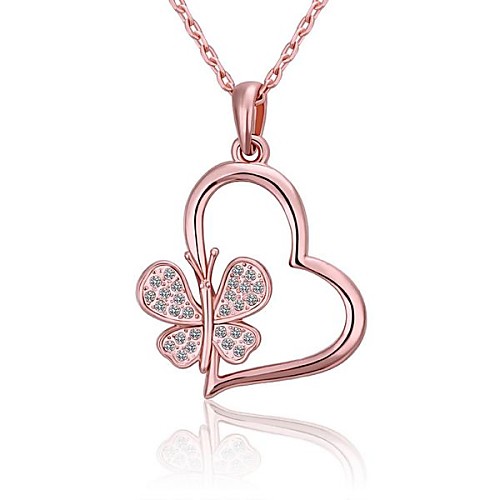 Мода Роуз Позолоченные Сердце Цветочные украшения ожерелье (1 шт)