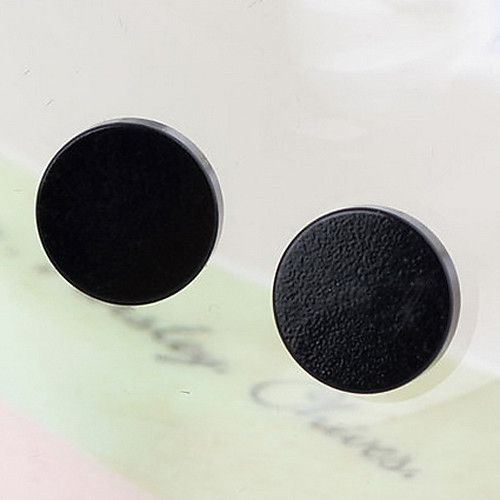 Классический круглый магнит Черный сплава серьги стержня (1 пара)