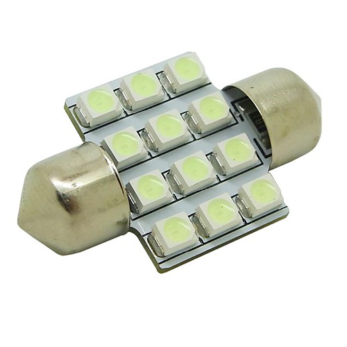 31mm 1W 12x3528 SMD 50lm Ice Blue Light светодиодные лампы для автомобиля гирлянда купола лампы (DC 12V)