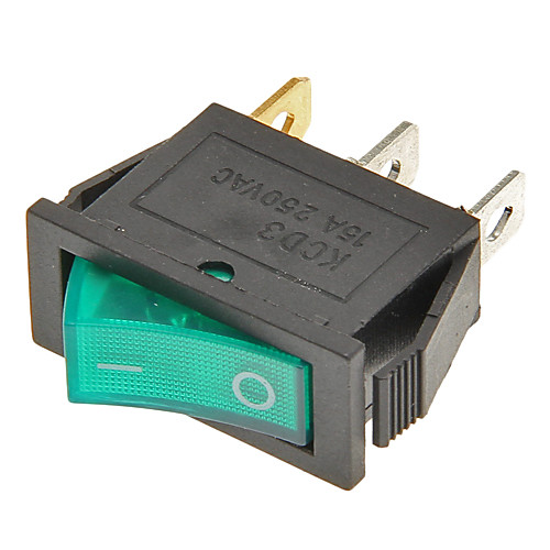 Rocker Switch 3-контактный ON / OFF (зеленый и черный, 6А, AC 250V/10A, AC 125V)