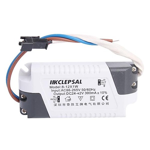 (8-12) x1W LED Driver Источник питания конвертер для верхнего света (24-42V, 300mAh)