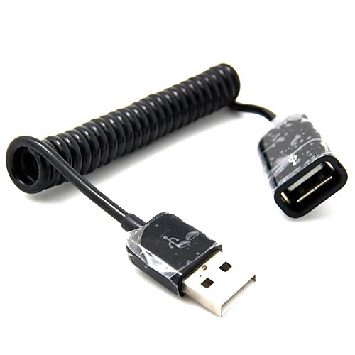 30cm ~ 1M 1 ~ 3FT USB 2.0 Весна удлинитель Черный Спиральный Sync заряжателя адаптер