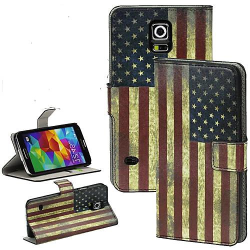 Флаг серии Флип Магнит кожи стойки Carry Case Cover, пригодный для Samsung Galaxy I9600 S5