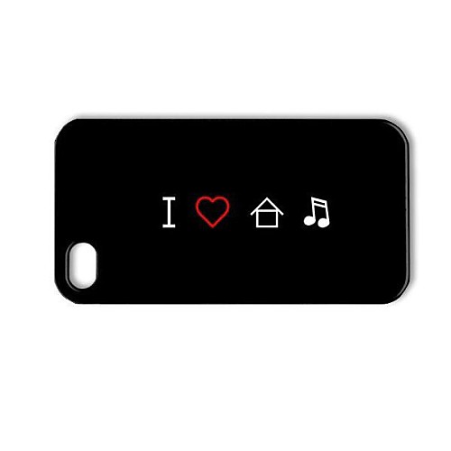 I Love Case Дом музыки Pattern пластик жесткий для iPhone 4/4S