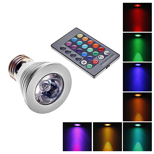 Лампа-спот E27 3W 1-LED 16-цветная на пульте дистанционного управления (серебристыйбелый)