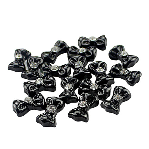 20PCS 3D Черная смола горный хрусталь Bowknot ногтей украшения