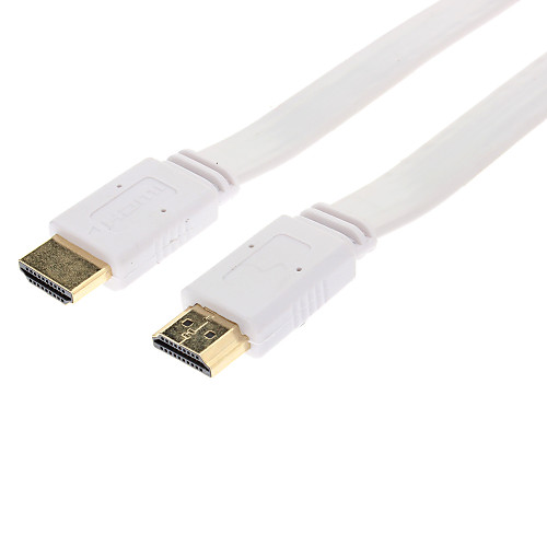 Высокоскоростной плоский кабель HDMI HDMI версии 1.4 с 3D & Blue Ray Уже Позолоченный с до 2kX4k Поддерживаемые разрешения (белый, 10M)