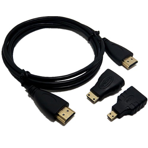 10 футов 3in1 Full HD 1080P HDMI кабель к HDMI / Mini HDMI / Micro адаптер HDMI Kit