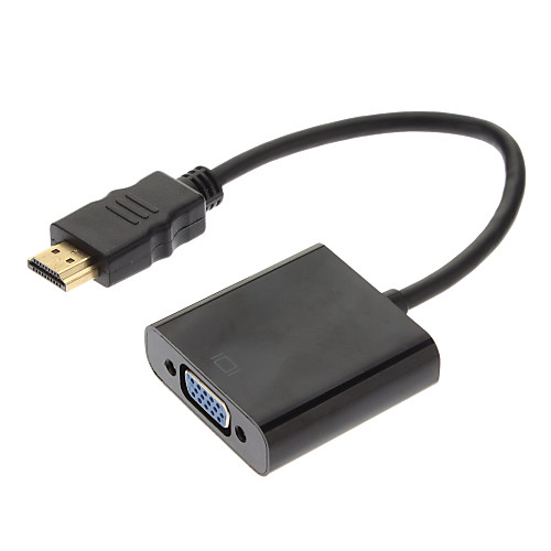 Универсальный Мужчина HDMI к VGA Женский адаптер Черный кабель для MacBook (20 см)