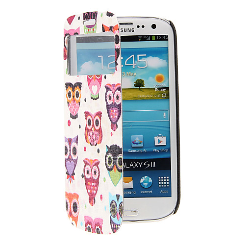 Мультфильм Сова Pattern Дело всего тела с окном для Samsung S3