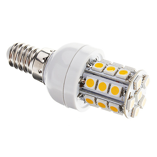 Затемнения E14 3W 27xSMD 5050 350LM 3000-3500K теплый белый свет мозоли СИД лампы (AC 220-240V)