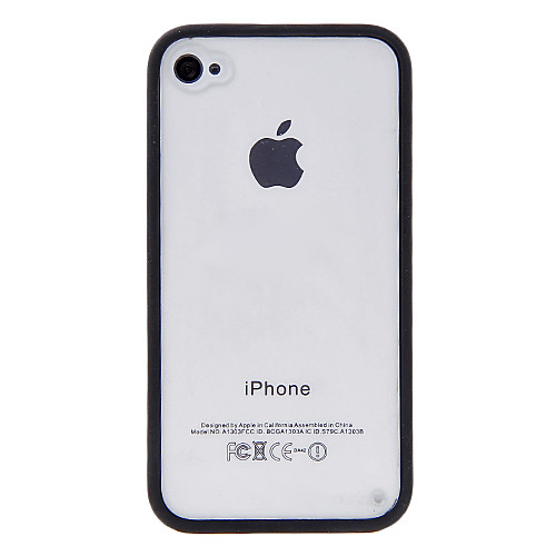 Прозрачный корпус ПК Жесткий с силиконовой Soft Рама и домашняя кнопка наклейка для iPhone 4/4S (разных цветов)