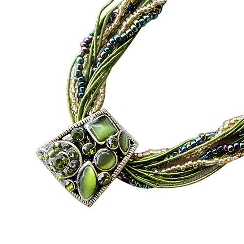 мода богемный стиль (трапеция кулон) зеленый заявление ткани ожерелье (1 шт)