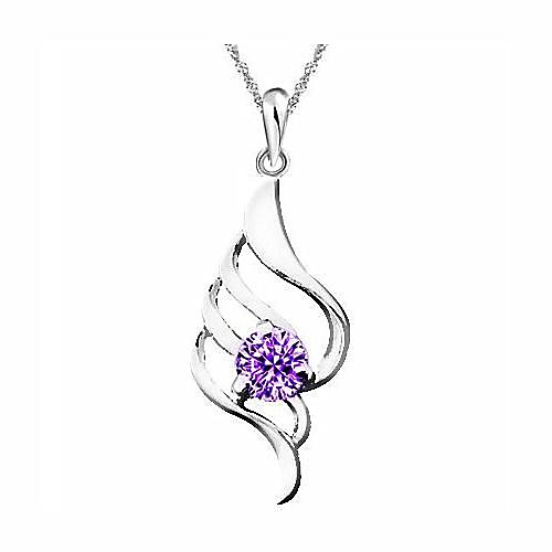 Мода (Кулон Циркон) Серебро Платина покрытием ожерелье (фиолетовый и белый)