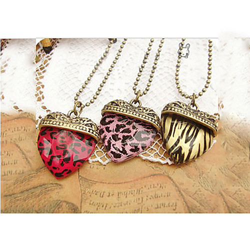 Европейский Leopard полосой персик сердца сплава ожерелье (Подробнее Цвет) (1 шт)