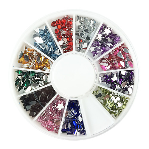 500PCS Mixs Форма Arcylic Даймонд украшениями ногтей