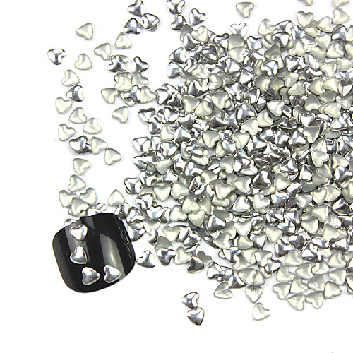 300PCS 3D Silver Любовь-сердце сплава Nail Art Золотой & Серебряные украшения