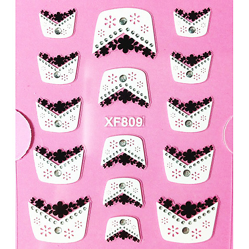 3D Цветение соломы шаблон Rhinestone Французский Кружева Nail Art Наклейки XF серии