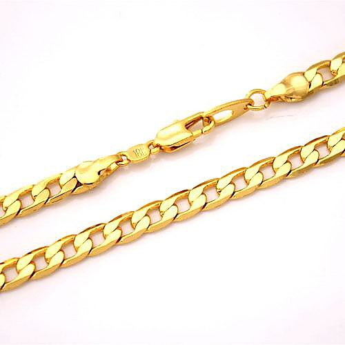 u7 18k коренастый золотые заполнено ожерелье Фигаро цепи высокого качества Франко ожерелья цепи для мужчин 5мм 55см