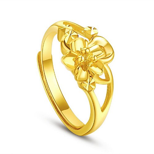 Flower Секретное 14k желтое золото гальваническим Placer Довольно Цветочный Регулируемая Кольцо женщин никогда не увядает Золотое качество