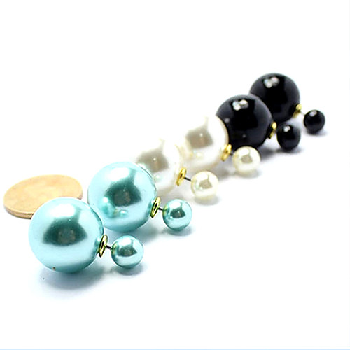 shixin Европейский форма перлы сплава серьги (синий, черный) (1 пара)